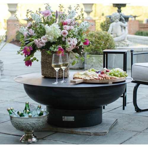 17 Stories Harrogate Steel Wood Burning Fire Pit with Lid & Grate Wayfair